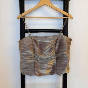 Ruched‎ Metallic Spaghetti Strap Corset Top Size 14 JR Nites by Caliendo Y2K